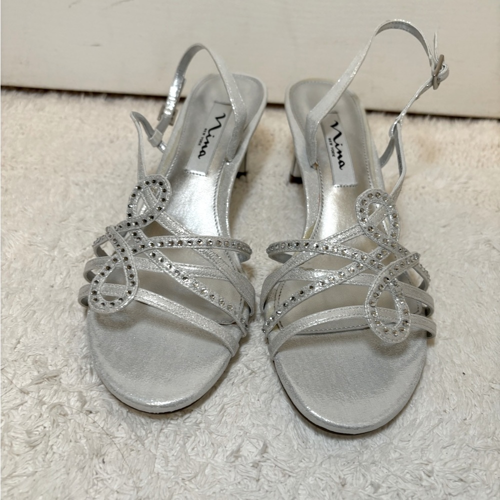 Nina Silver Shinny Heels